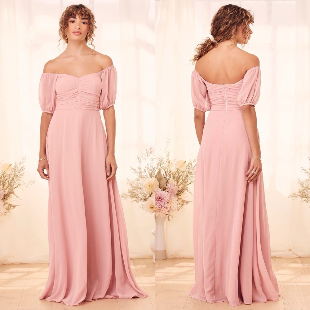 Lulus | As I Saw You Rose Off-the-Shoulder Puff Sleeve Maxi Dress